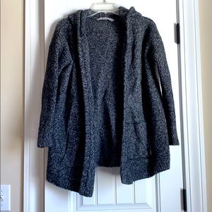 Athlete Hooded Grey Merino Wool Cardigan